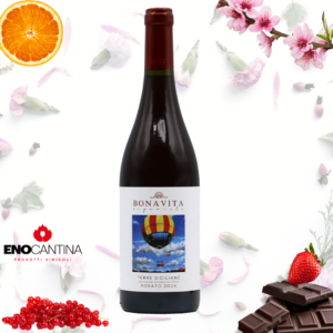 Bottiglia Bonavita Rosé Terre Siciliane IGT vino rosato siciliano artigianale fresco e minerale prodotto sulle colline di Messina